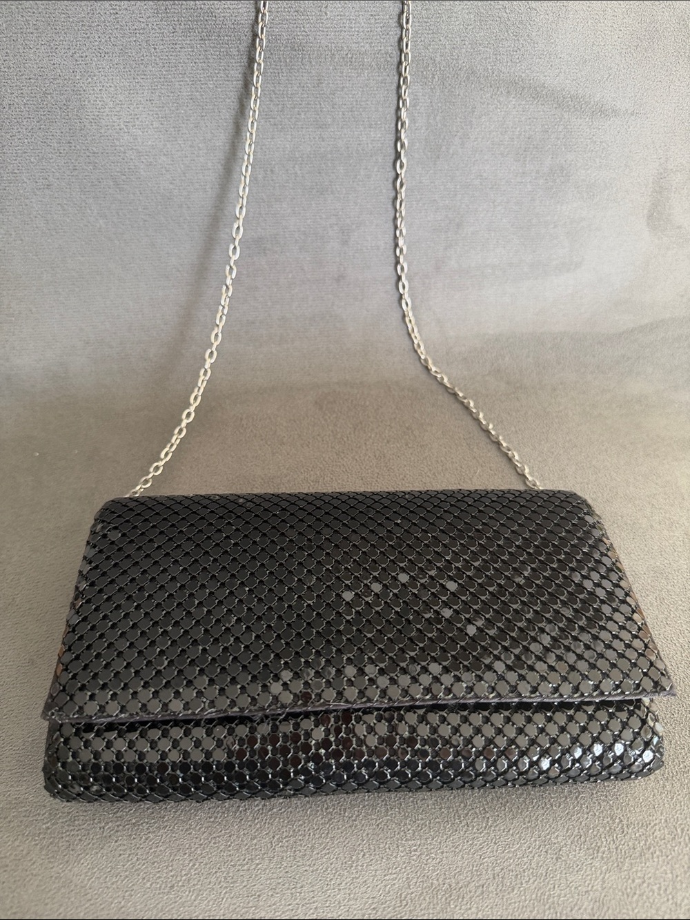 Jessica McClintock Black Sequined Chain Clutch